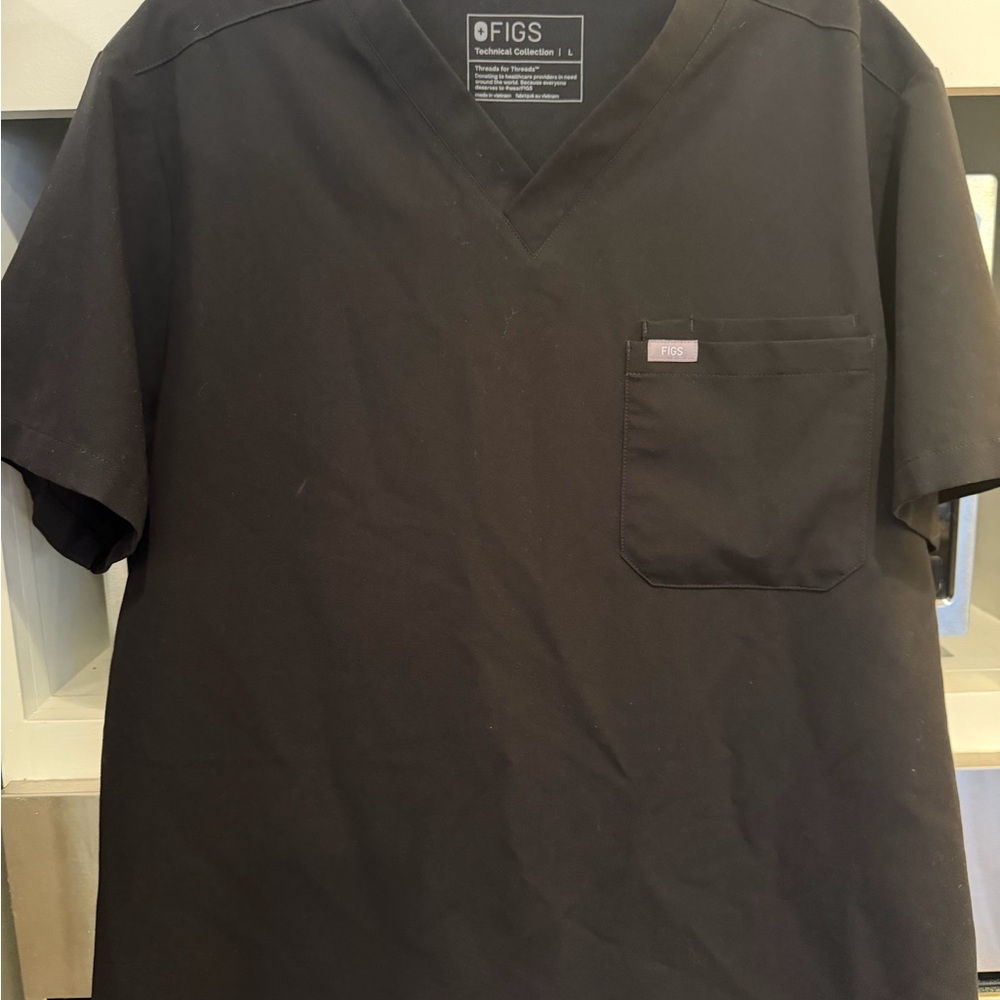 Figs Charcoal V-Neck Short Sleeve Shirt